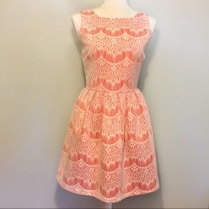 Coral lace party dress